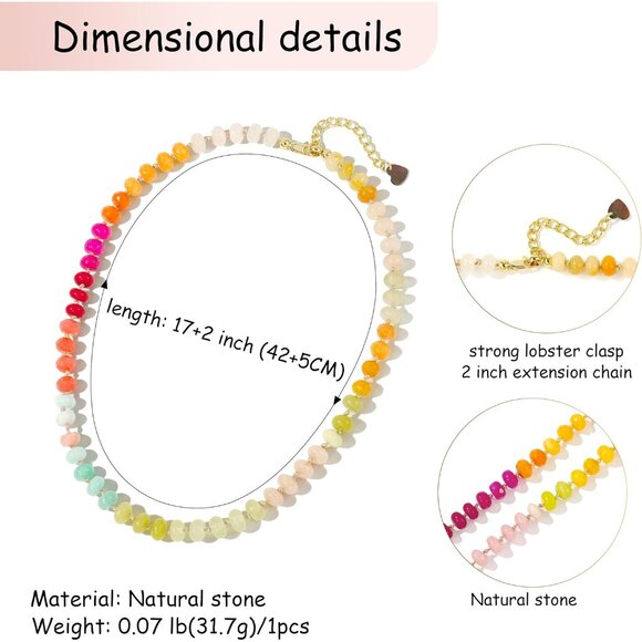 Colorful Gemstone Beaded Necklace with Freshwater Pearls - Boho Statement Piece - Picture 2 of 7